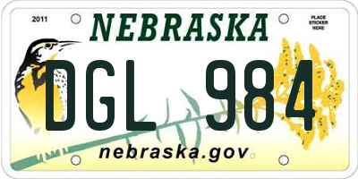 NE license plate DGL984