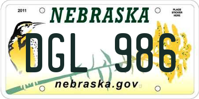 NE license plate DGL986