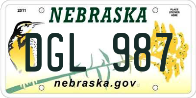 NE license plate DGL987