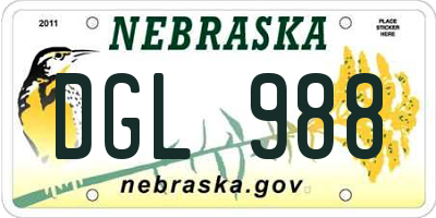NE license plate DGL988