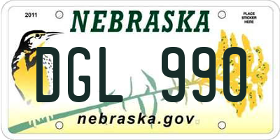 NE license plate DGL990