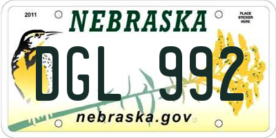 NE license plate DGL992