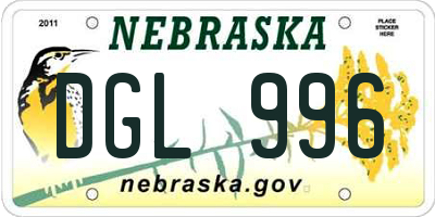 NE license plate DGL996