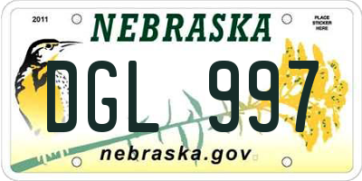 NE license plate DGL997