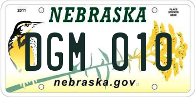 NE license plate DGM010