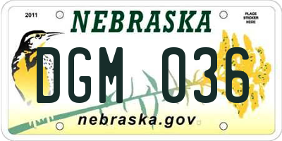 NE license plate DGM036