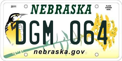 NE license plate DGM064