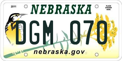 NE license plate DGM070