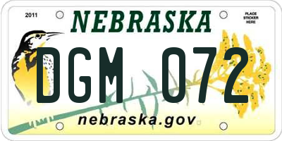 NE license plate DGM072