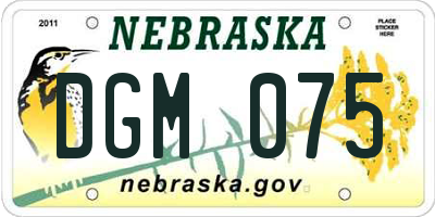 NE license plate DGM075