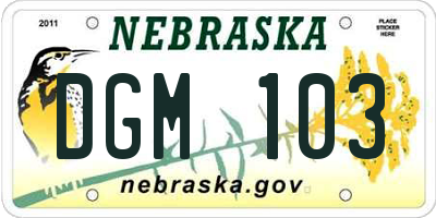 NE license plate DGM103