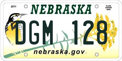 NE license plate DGM128