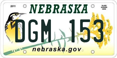 NE license plate DGM153