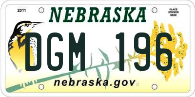 NE license plate DGM196