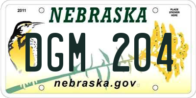 NE license plate DGM204