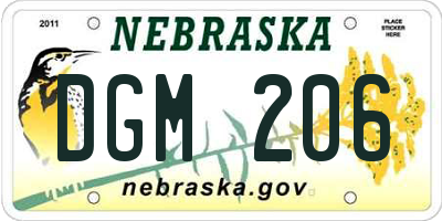 NE license plate DGM206