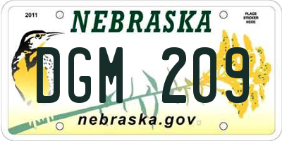 NE license plate DGM209
