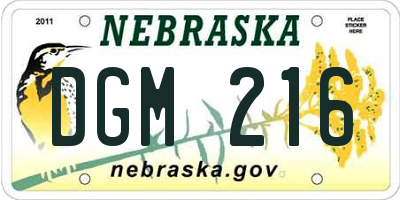NE license plate DGM216
