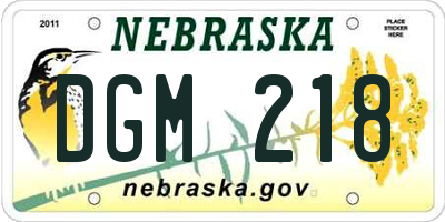 NE license plate DGM218