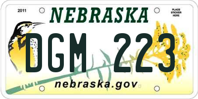 NE license plate DGM223