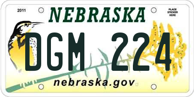 NE license plate DGM224