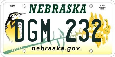 NE license plate DGM232