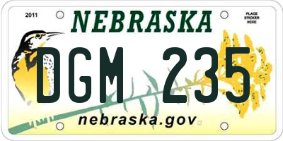 NE license plate DGM235
