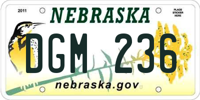 NE license plate DGM236