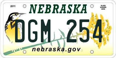 NE license plate DGM254