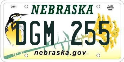 NE license plate DGM255