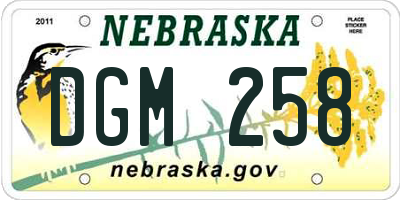 NE license plate DGM258
