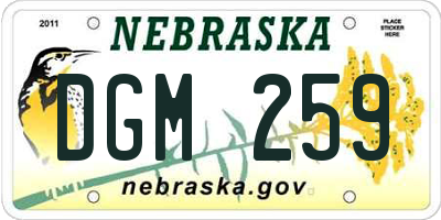 NE license plate DGM259