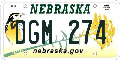 NE license plate DGM274