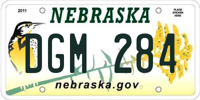 NE license plate DGM284