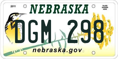 NE license plate DGM298