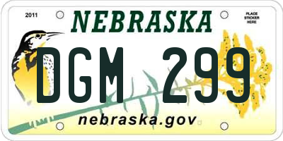 NE license plate DGM299