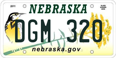 NE license plate DGM320