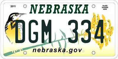 NE license plate DGM334