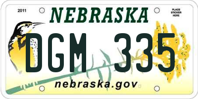 NE license plate DGM335