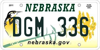 NE license plate DGM336
