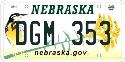 NE license plate DGM353