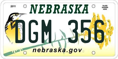 NE license plate DGM356
