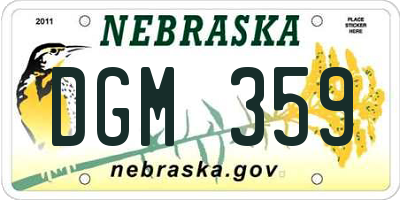 NE license plate DGM359