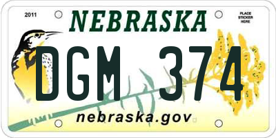 NE license plate DGM374