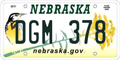 NE license plate DGM378
