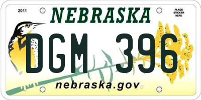 NE license plate DGM396