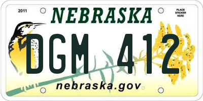 NE license plate DGM412