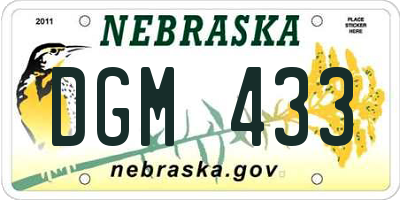 NE license plate DGM433