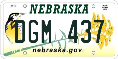 NE license plate DGM437
