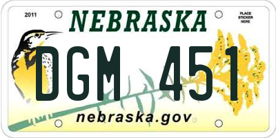NE license plate DGM451